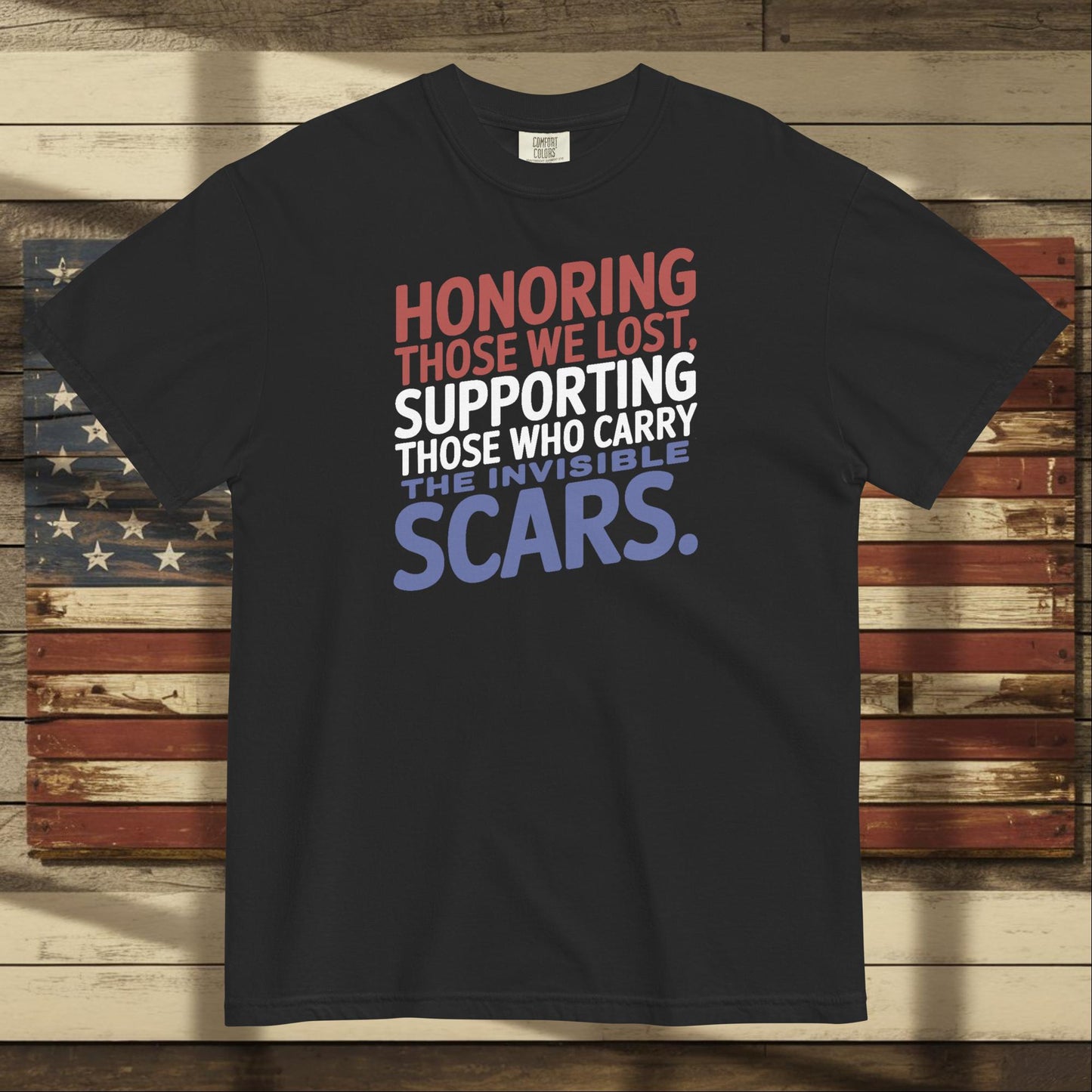 Honoring Those We Lost heavyweight t-shirt for custom Memorial Day tribute and military remembrance