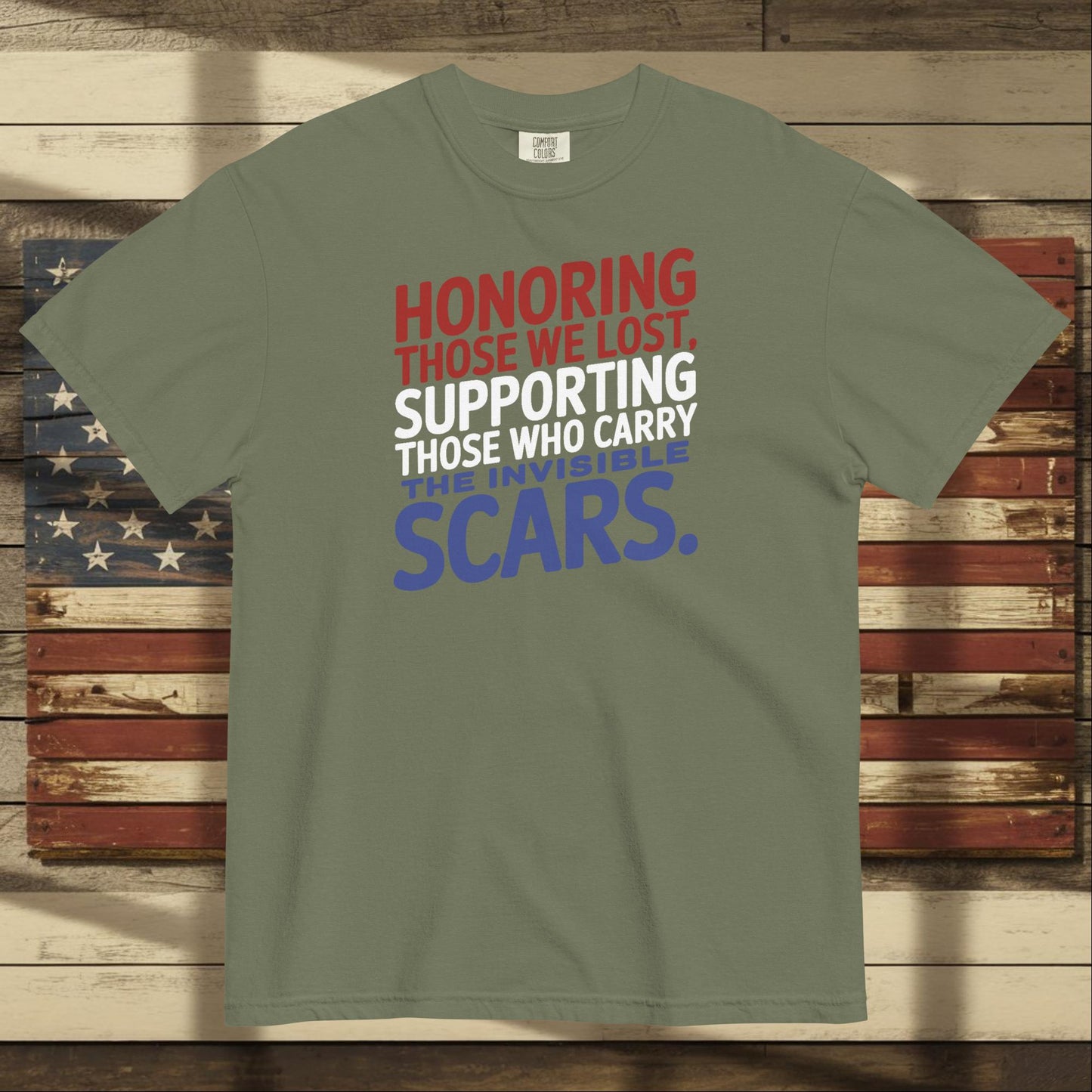 Honoring Those We Lost heavyweight t-shirt for custom Memorial Day tribute and military remembrance