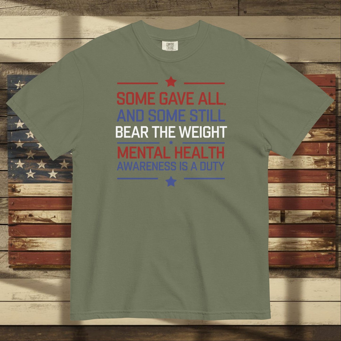 Some Gave All heavyweight t-shirt with Memorial Day tribute and personalized veteran remembrance