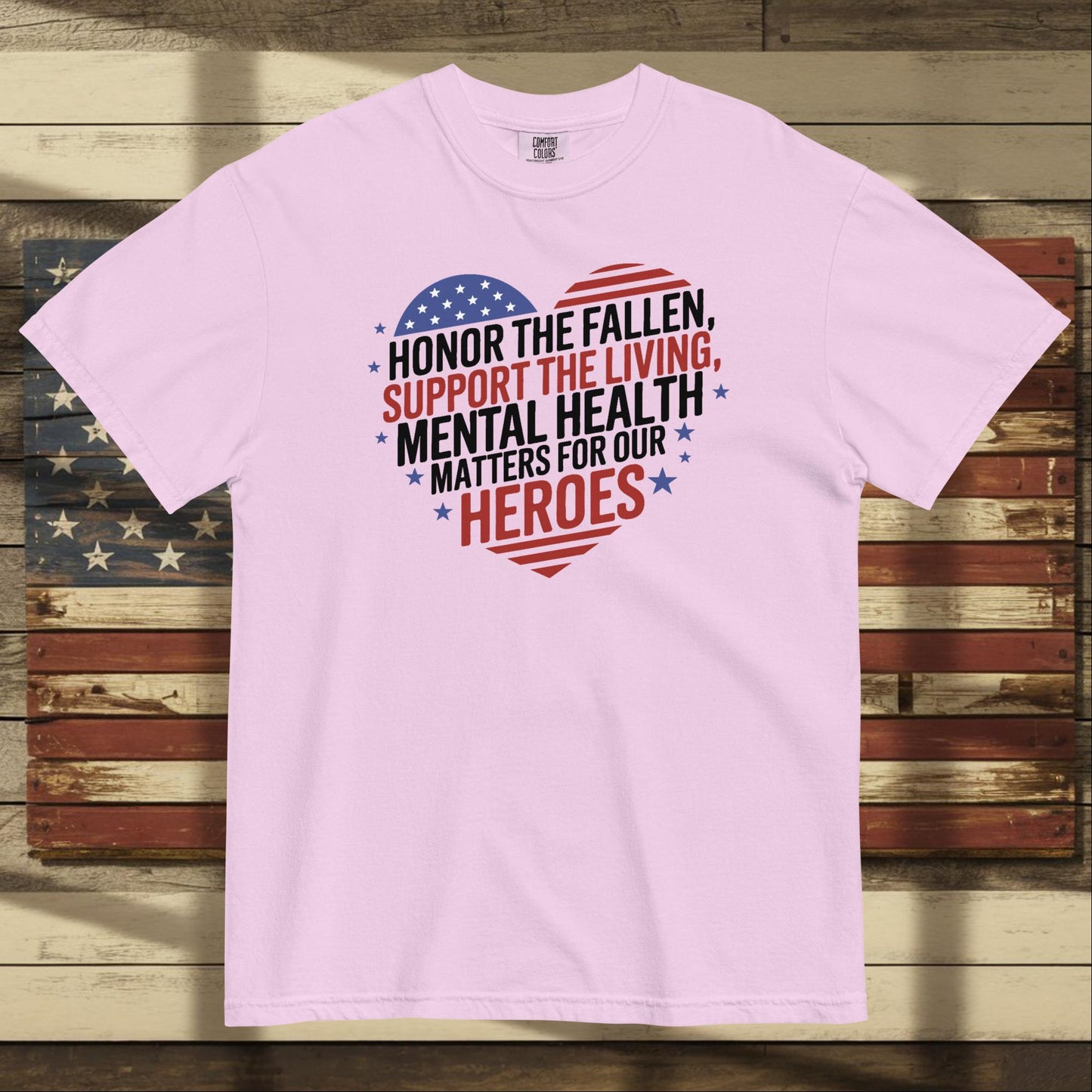 Honor the Fallen heavyweight t-shirt for Memorial Day tribute and personalized veteran remembrance