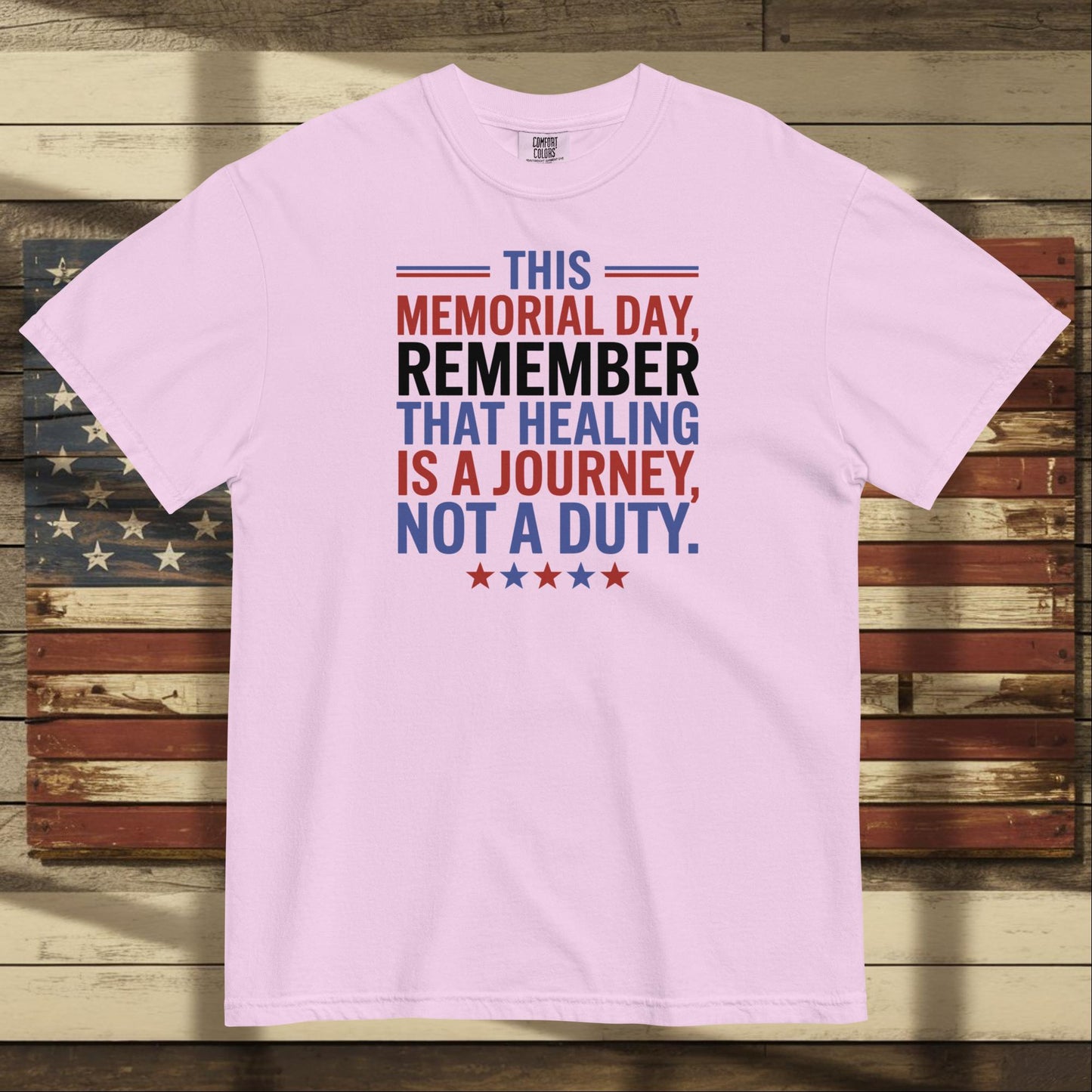 This Memorial Day Remember heavyweight t-shirt for honoring fallen heroes and supporting mental health