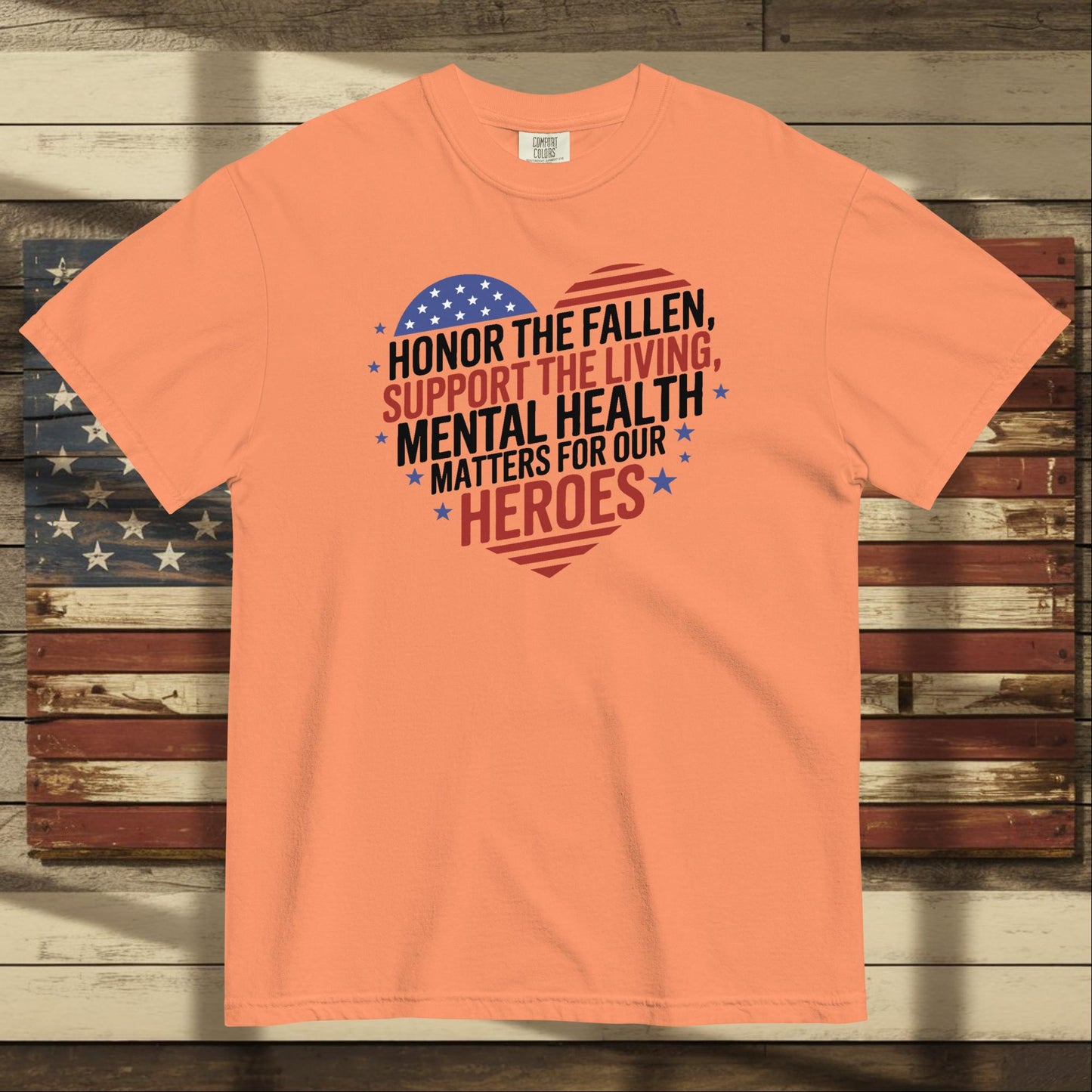 Honor the Fallen heavyweight t-shirt for Memorial Day tribute and personalized veteran remembrance