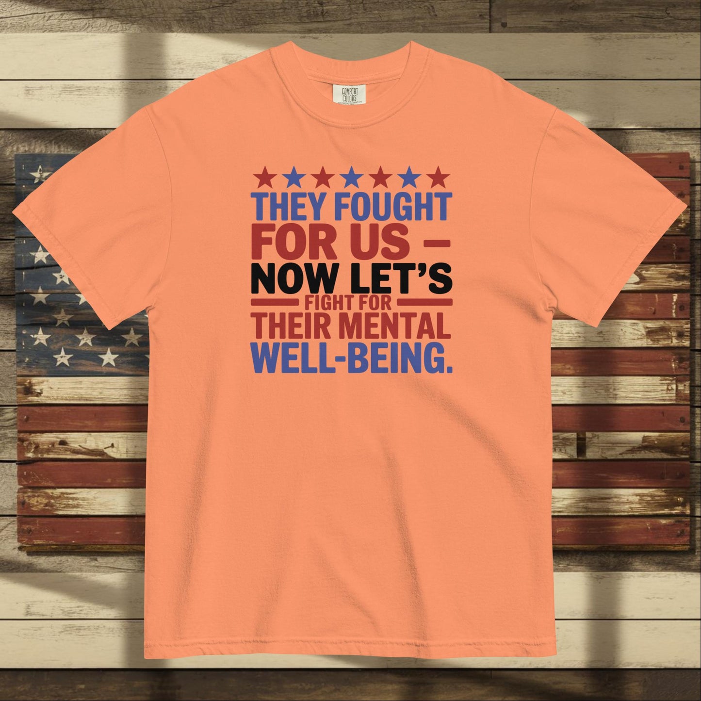 They Fought for Us heavyweight t-shirt with personalized military tribute and patriotic support