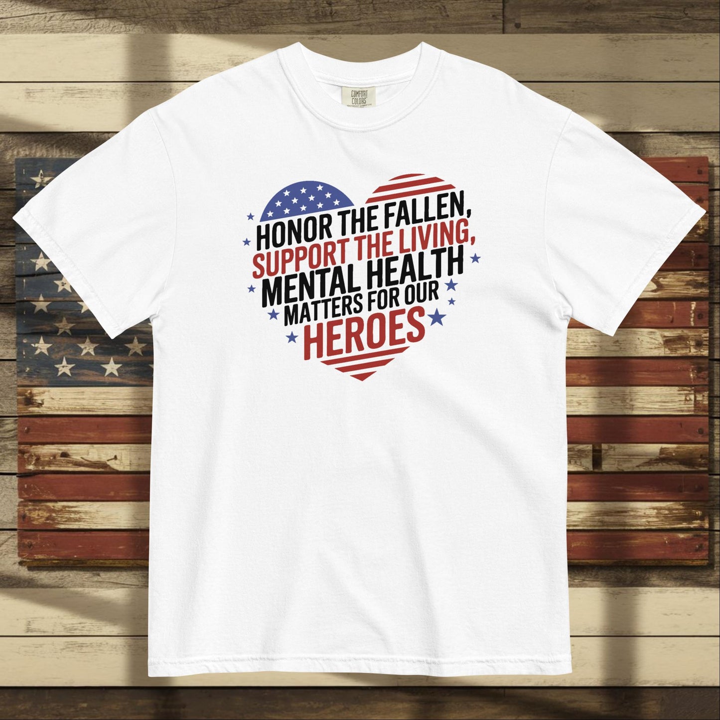 Honor the Fallen heavyweight t-shirt for Memorial Day tribute and personalized veteran remembrance