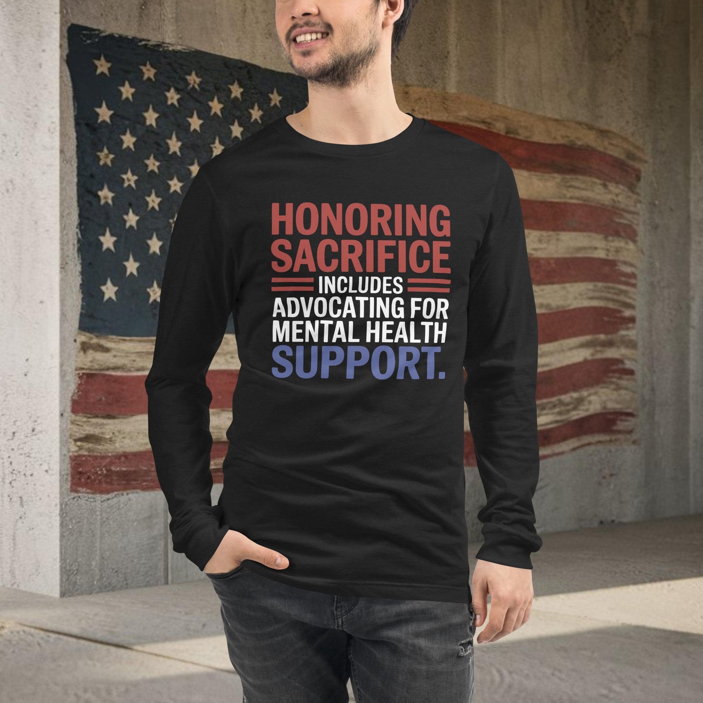 Honoring Sacrifice shirt with veteran support and PTSD mental health awareness