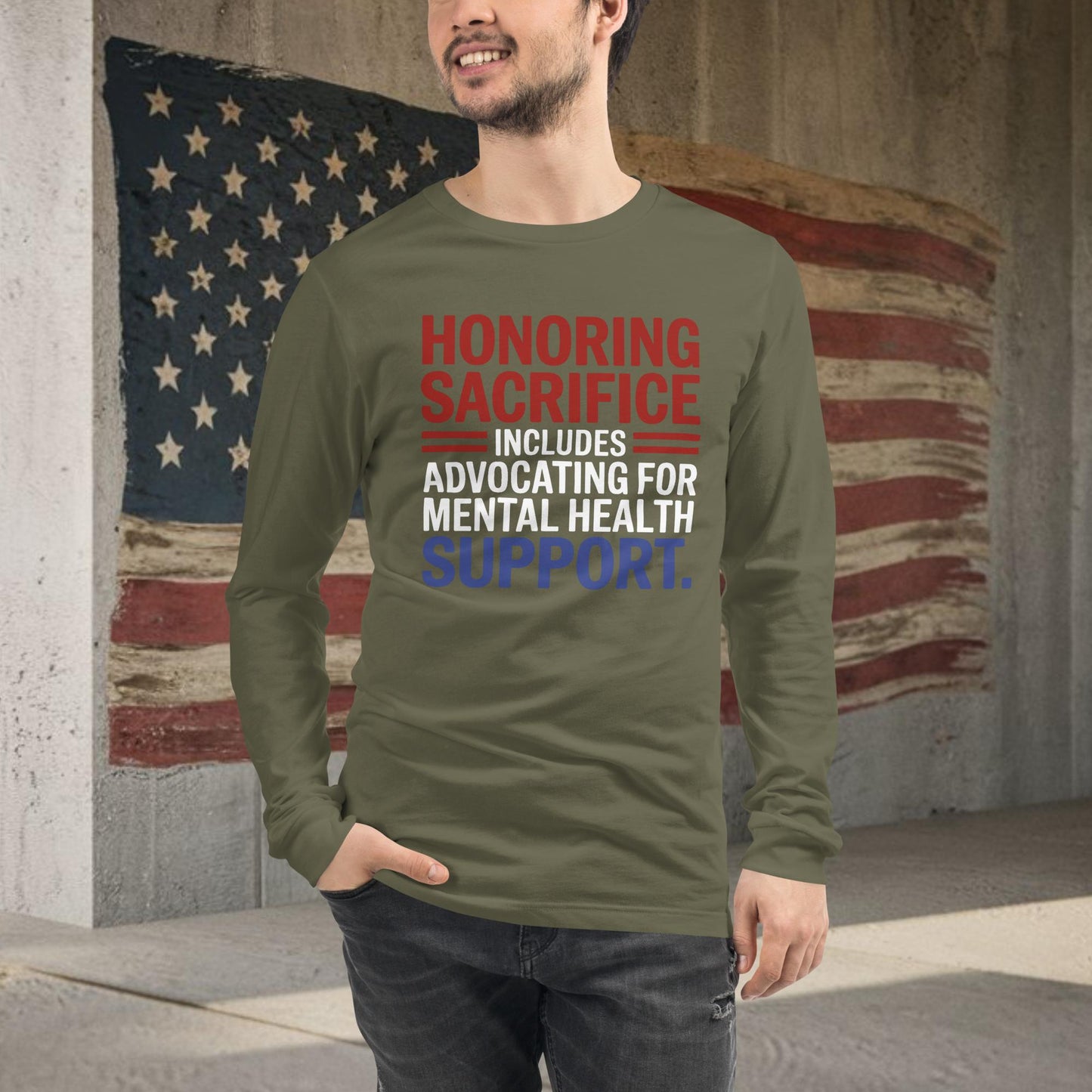 Honoring Sacrifice shirt with veteran support and PTSD mental health awareness