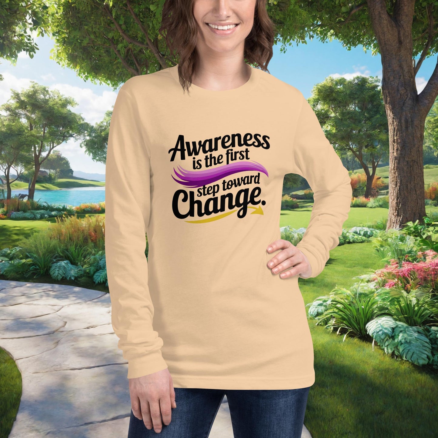 Empowerment shirt with “Awareness Is The First Step Toward Change” saying