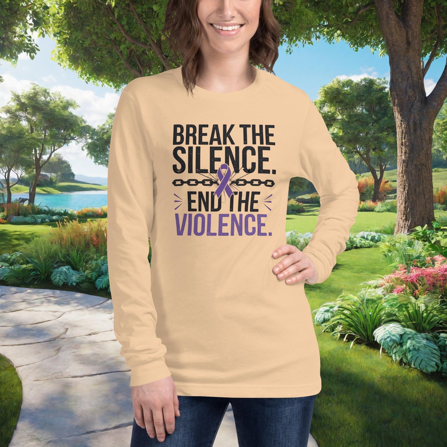 Domestic violence awareness shirt with āBreak The Silence. End The Violenceā