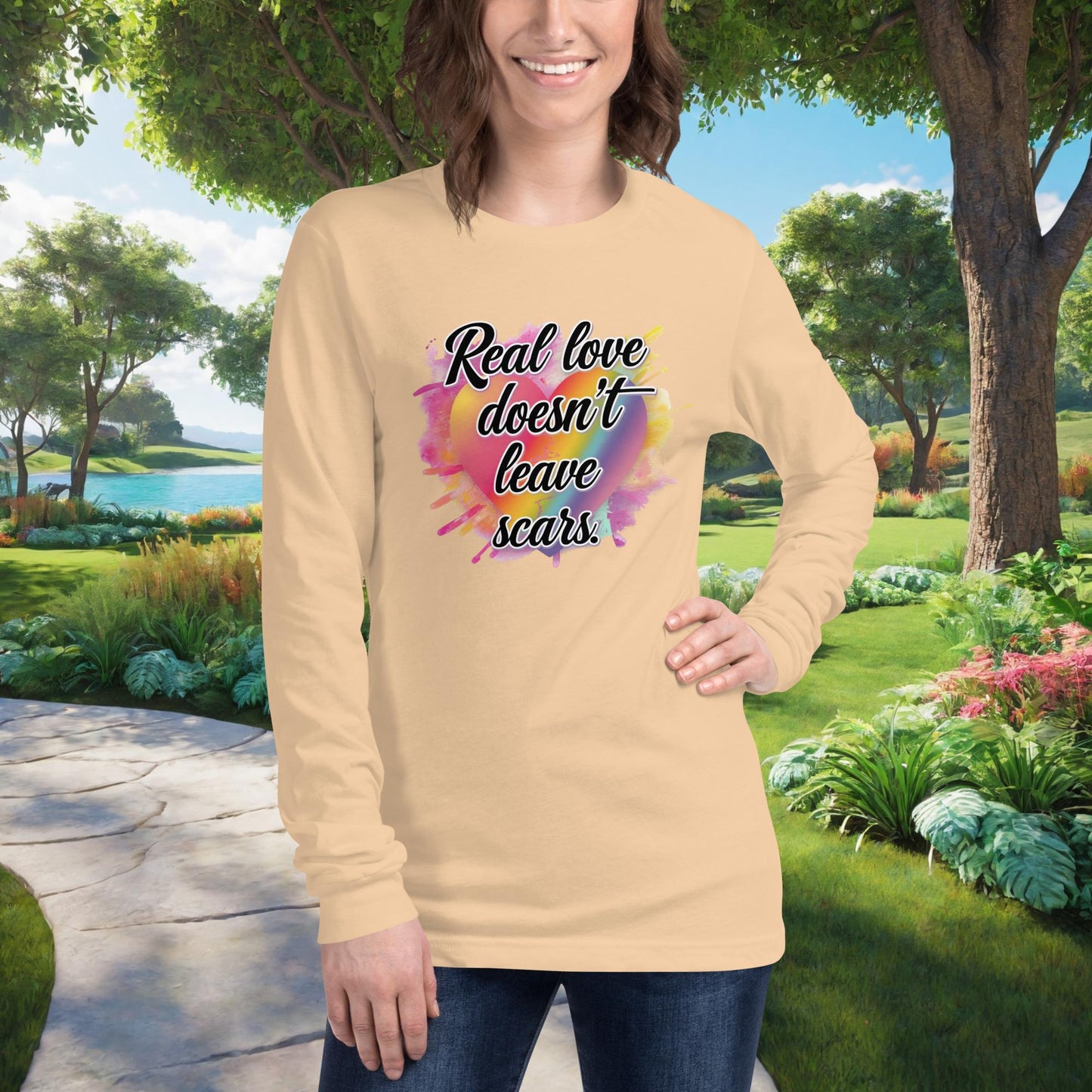 Support shirt with “Real Love Doesn't Leave Scars” message