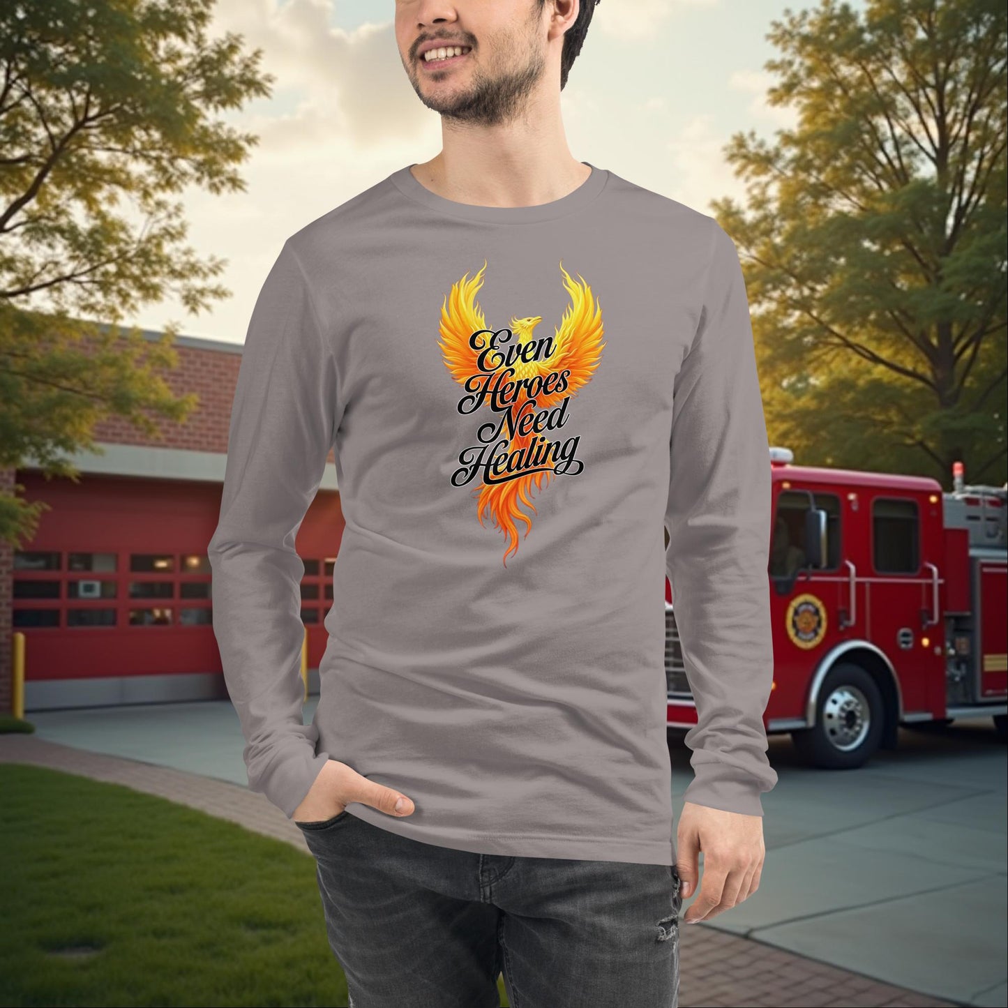 Even Heroes Need Healing Firefighter Mental Health Long Sleeve Shirt for Support Awareness