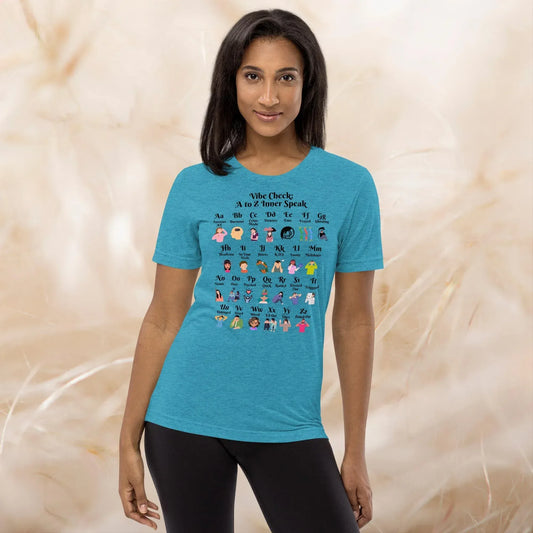 Vibe Check A-Z Mental Health Slang Shirt, Motivational Tee, Self-Care Tri-Blend Apparel, Therapy Gift for Anxiety