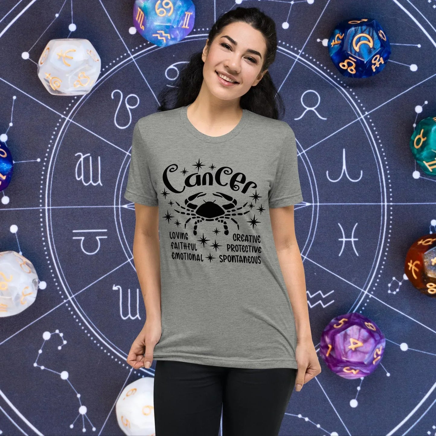Cancer zodiac t-shirt, astrology graphic tee, short sleeve horoscope shirt