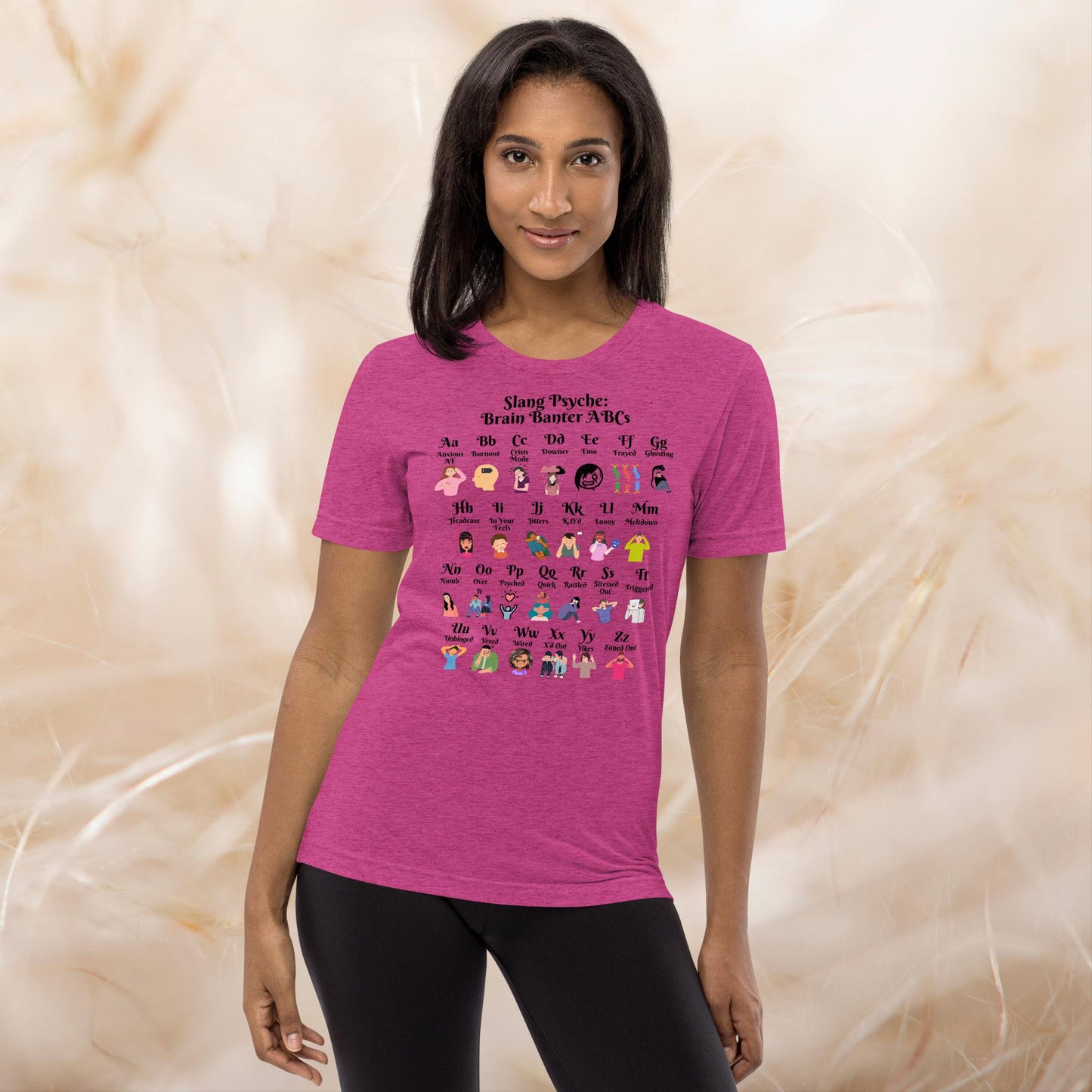 Slang Psyche A-Z Mental Health T-Shirt, Positive Vibes Tee, Self-Care Apparel, Therapy Gift for Anxiety Relief