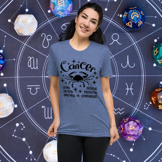 Cancer zodiac t-shirt, astrology graphic tee, short sleeve horoscope shirt