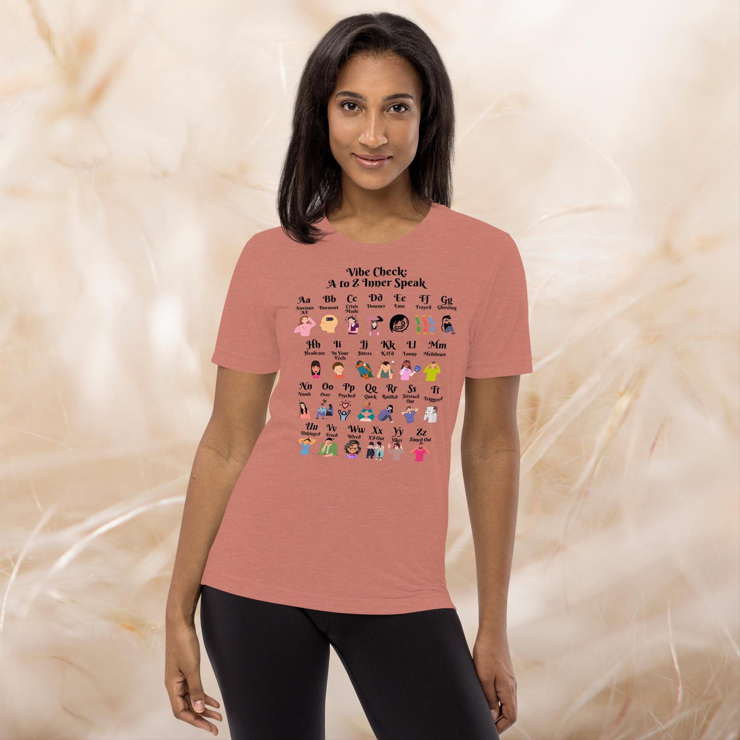 Vibe Check A-Z Mental Health Slang Shirt, Motivational Tee, Self-Care Tri-Blend Apparel, Therapy Gift for Anxiety