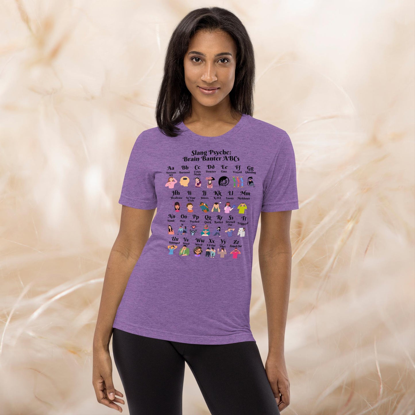 Slang Psyche A-Z Mental Health T-Shirt, Positive Vibes Tee, Self-Care Apparel, Therapy Gift for Anxiety Relief