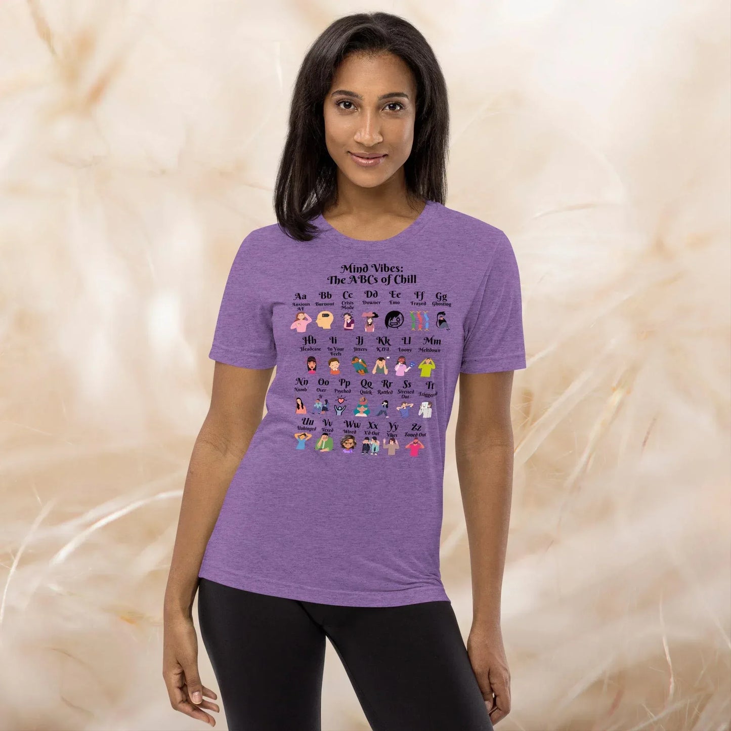 Shop our mind vibes triblend tee featuring the Mauve Triblend style option from MySisterIsASurvivor.