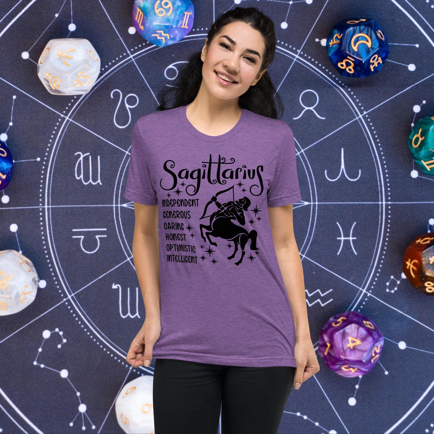 Sagittarius zodiac t-shirt, astrology graphic tee, short sleeve horoscope shirt