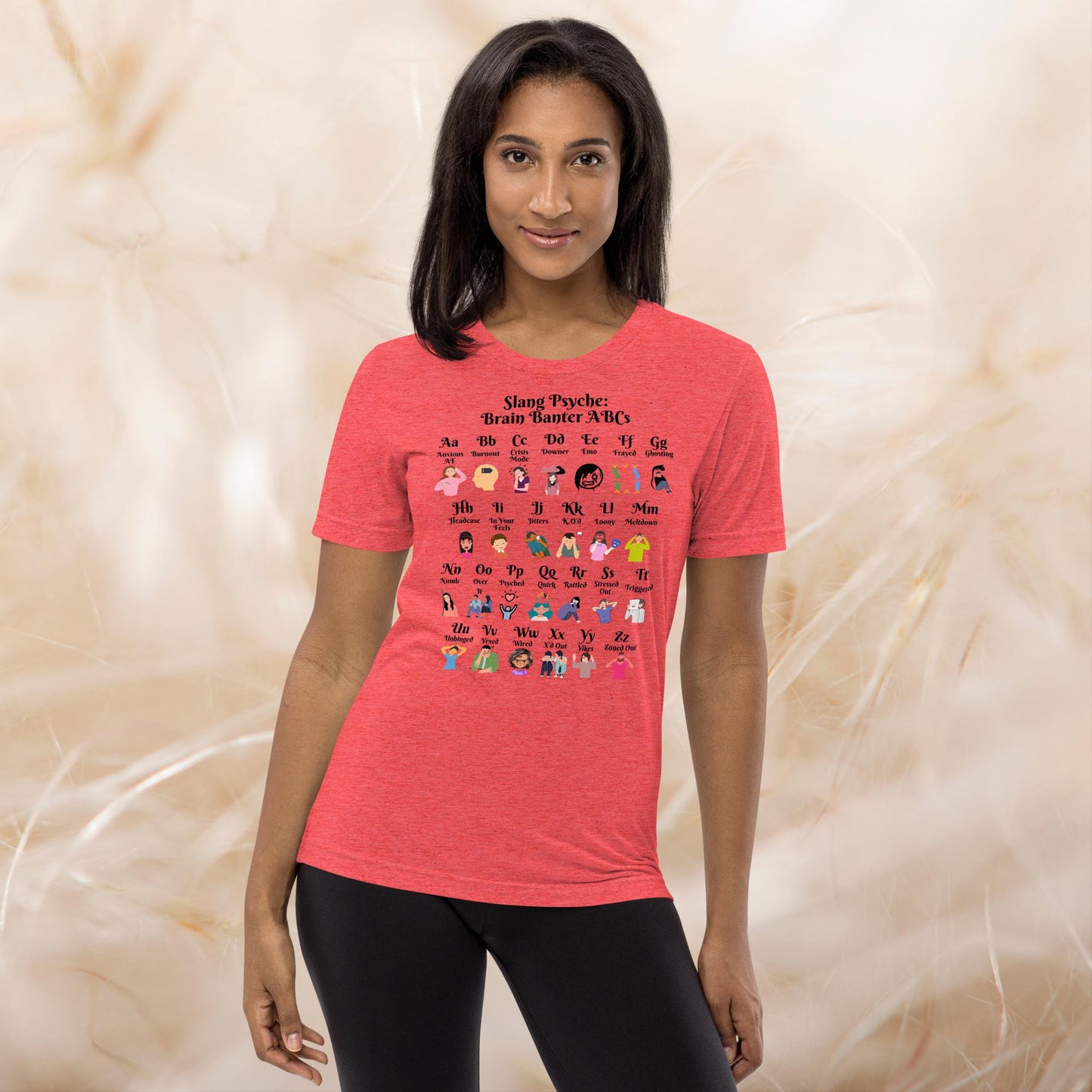 Slang Psyche A-Z Mental Health T-Shirt, Positive Vibes Tee, Self-Care Apparel, Therapy Gift for Anxiety Relief
