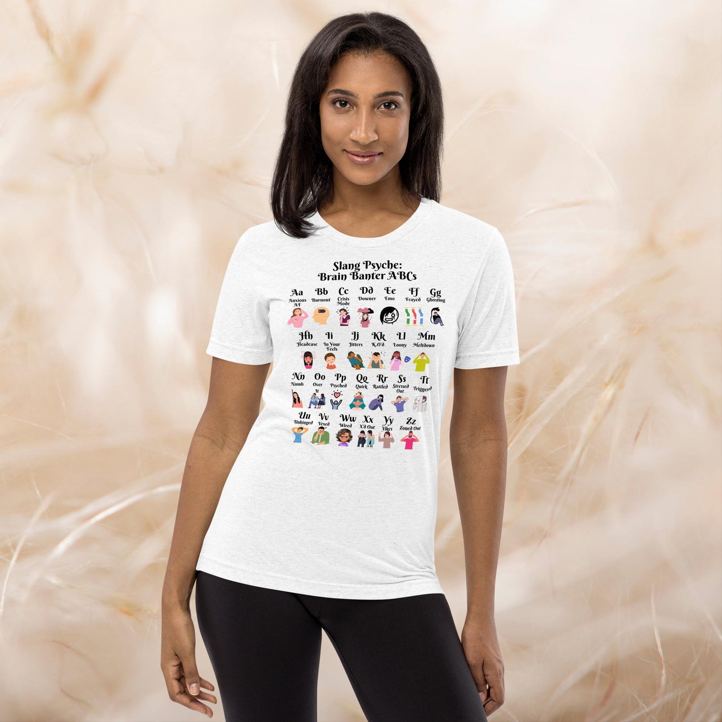 Slang Psyche A-Z Mental Health T-Shirt, Positive Vibes Tee, Self-Care Apparel, Therapy Gift for Anxiety Relief