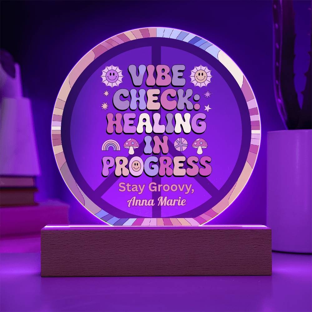 Vibe Check Healing in Progress 7" LED Plaque - Therapy Decor & Self - Care Gift - MySisterIsASurvivor