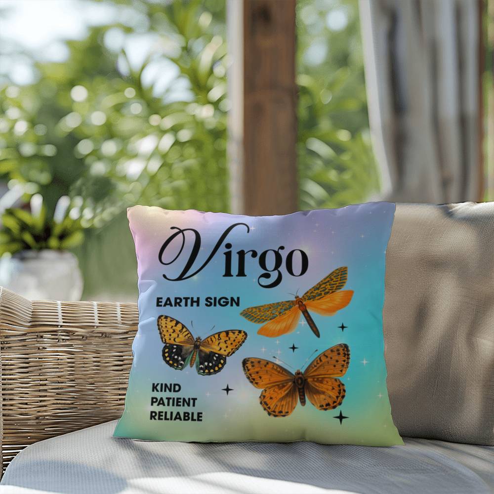 Virgo Butterfly Indoor/Outdoor Pillow - Celestial Home Pillow, Zodiac Decor for All Spaces