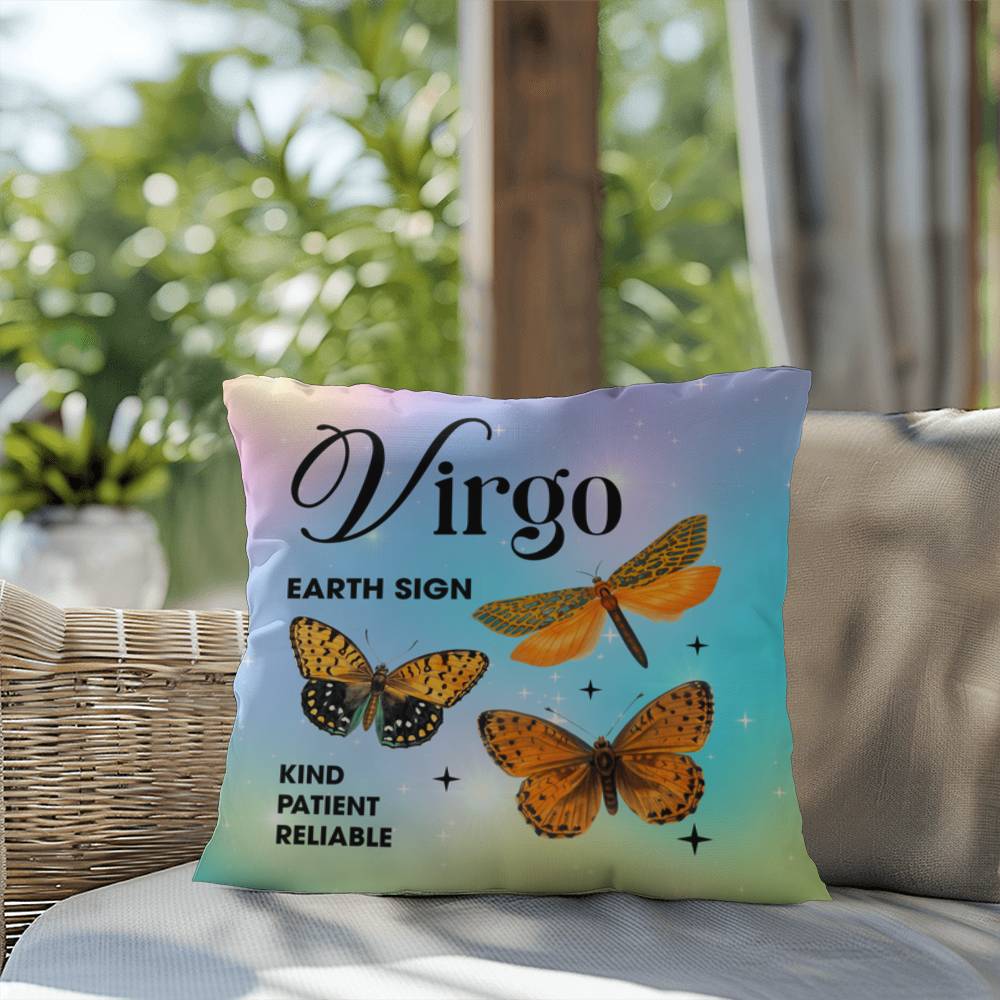 Virgo Butterfly Indoor/Outdoor Pillow - Celestial Home Pillow, Zodiac Decor for All Spaces