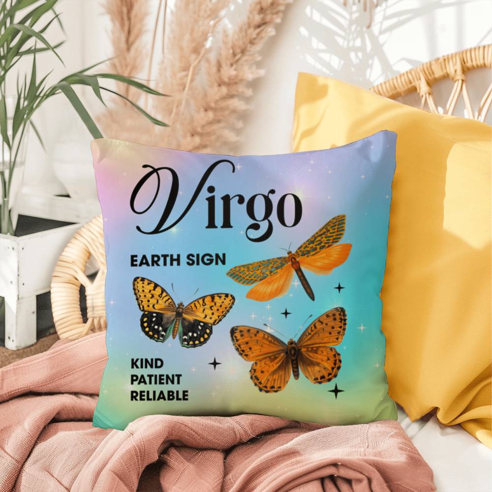 Virgo Butterfly Indoor/Outdoor Pillow - Celestial Home Pillow, Zodiac Decor for All Spaces
