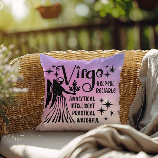 Shop our virgo indoor outdoor pillow featuring the 18" x 18" style option from MySisterIsASurvivor.