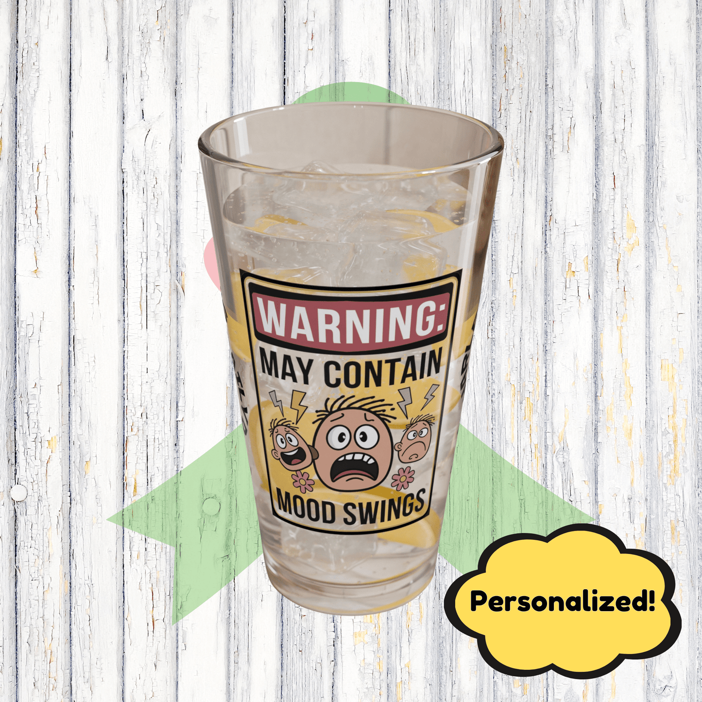 "Warning: May Contain Mood Swings" funny mental health mug, personalized ceramic coffee cup with affirmations for anxiety relief.