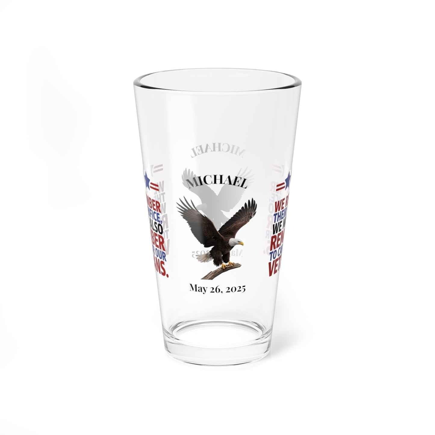 We Remember Their Sacrifice pint glass - Memorial Day glassware for military tribute and remembrance