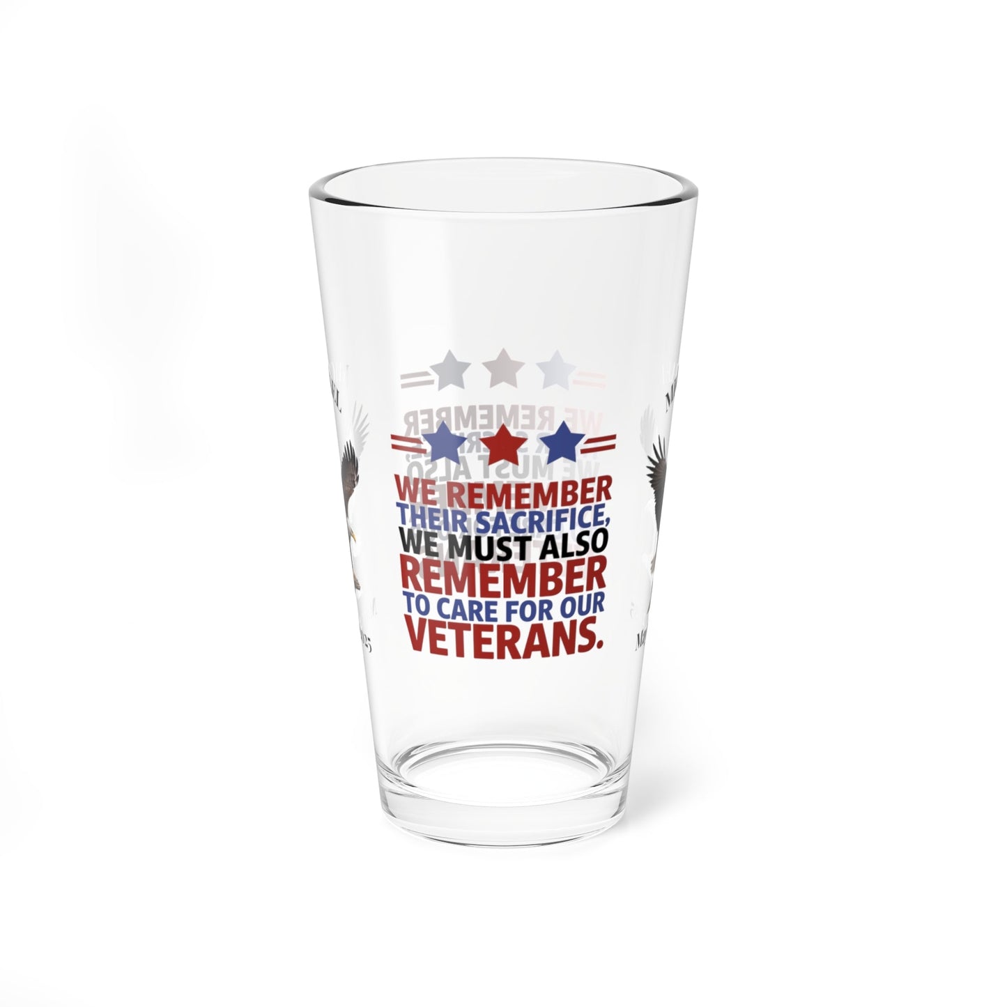 We Remember Their Sacrifice pint glass - Memorial Day glassware for military tribute and remembrance