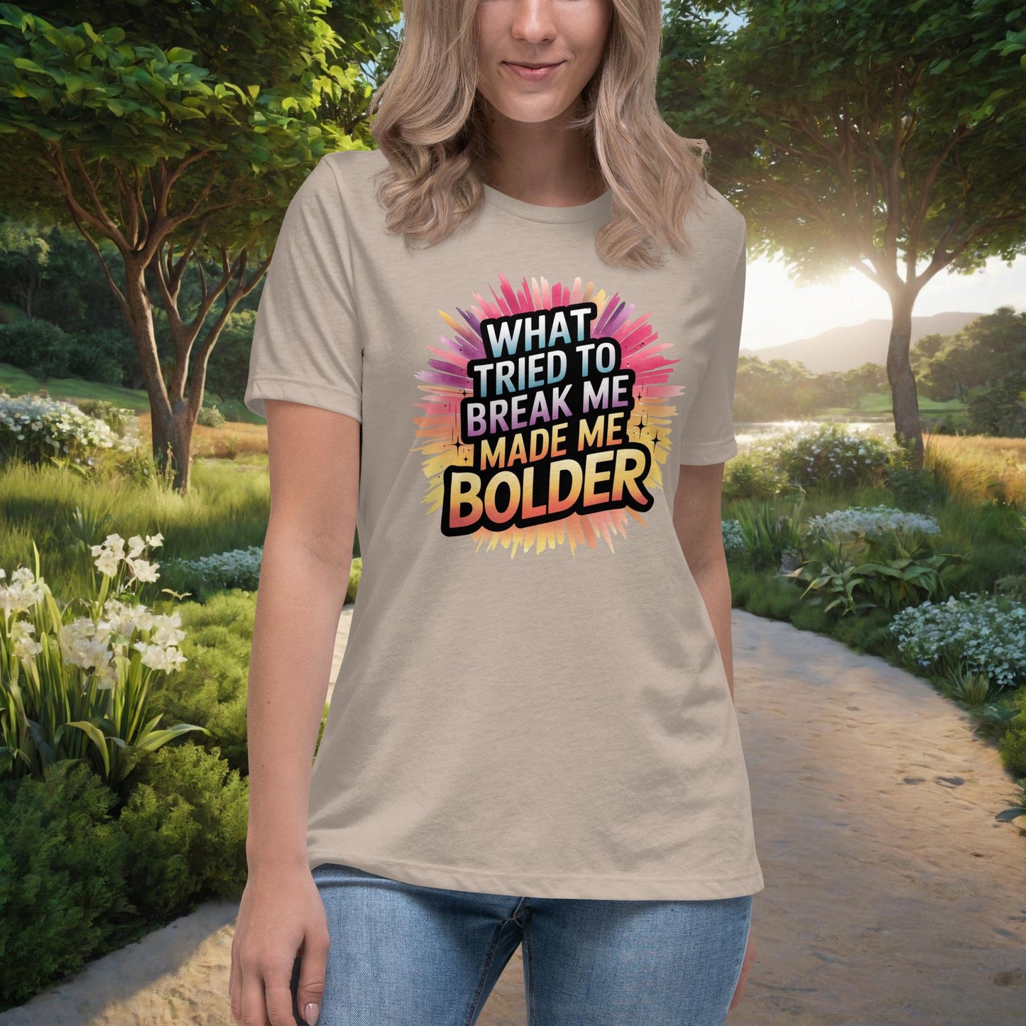 What Tried To Break Me Made Me Bolder Women's Relaxed T-Shirt, Personalized Strength & Healing Shirt for Domestic Violence Survivors - MySisterIsASurvivor