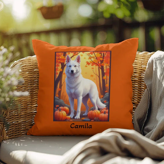 Shop our white german shepherd indoor outdoor pillow featuring the 18" x 18" style option from MySisterIsASurvivor.