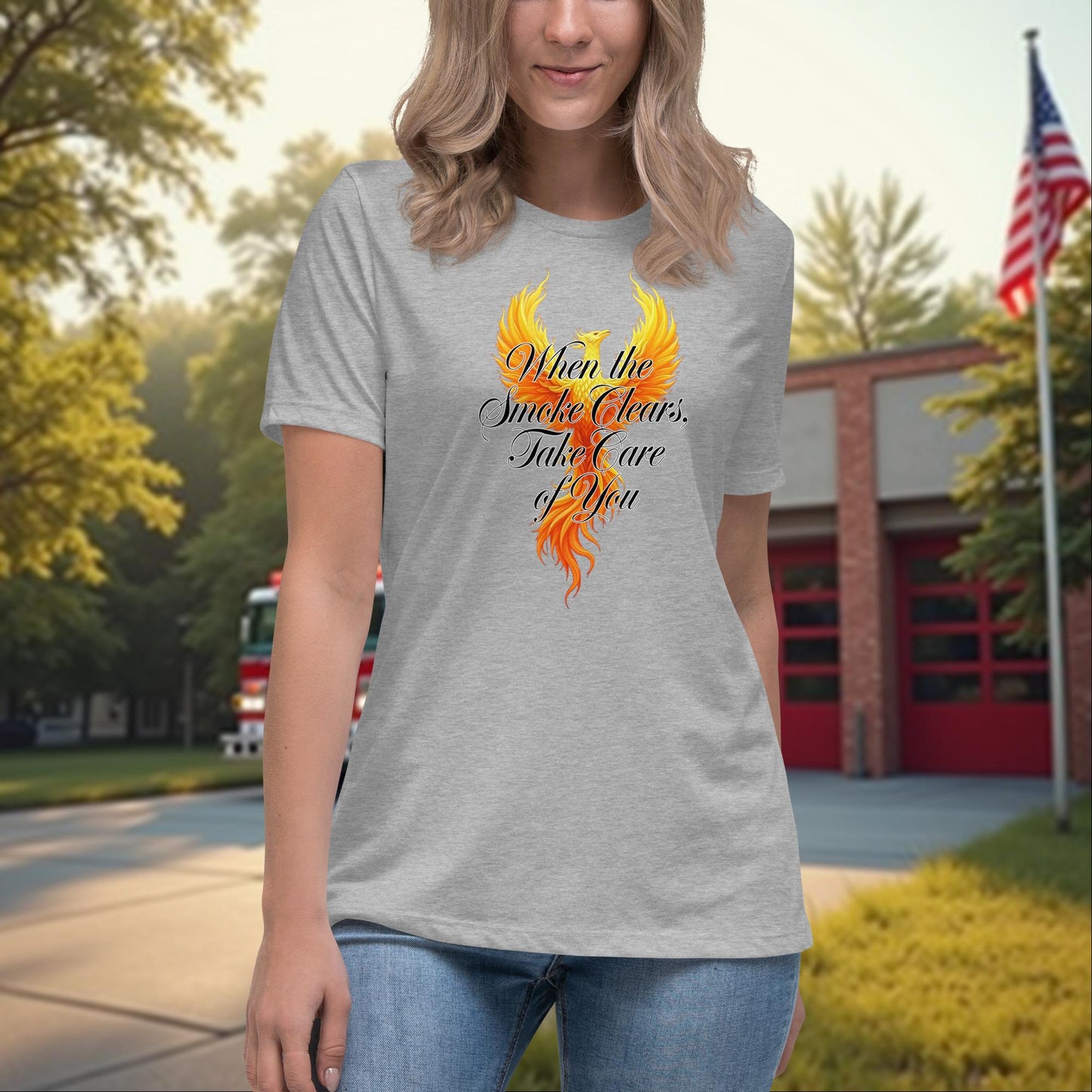 When The Smoke Clears, Take Care Of You firefighter wellness shirt for women, emotional support tee
