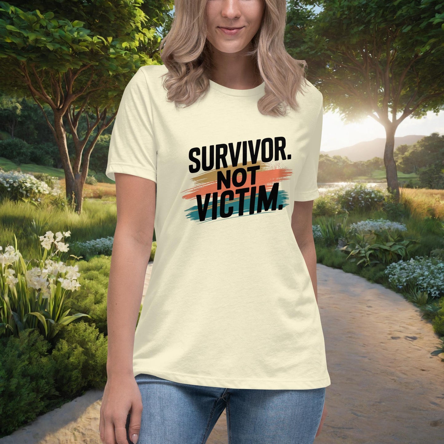 Survivor. Not Victim. women's t-shirt, personalized strength and resilience shirt for domestic violence survivors