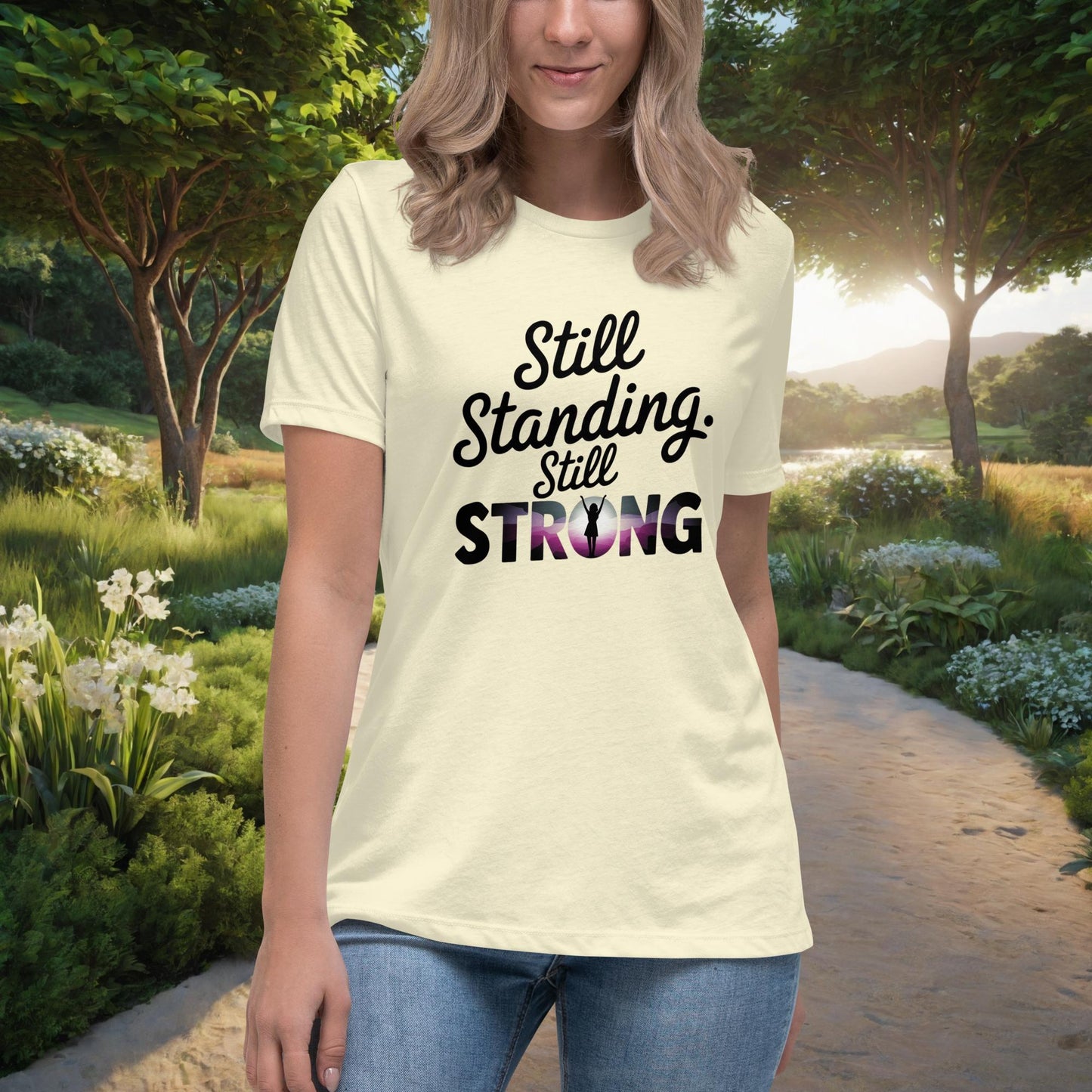 Still Standing. Still Strong women's t-shirt, personalized empowerment shirt for domestic violence survivors