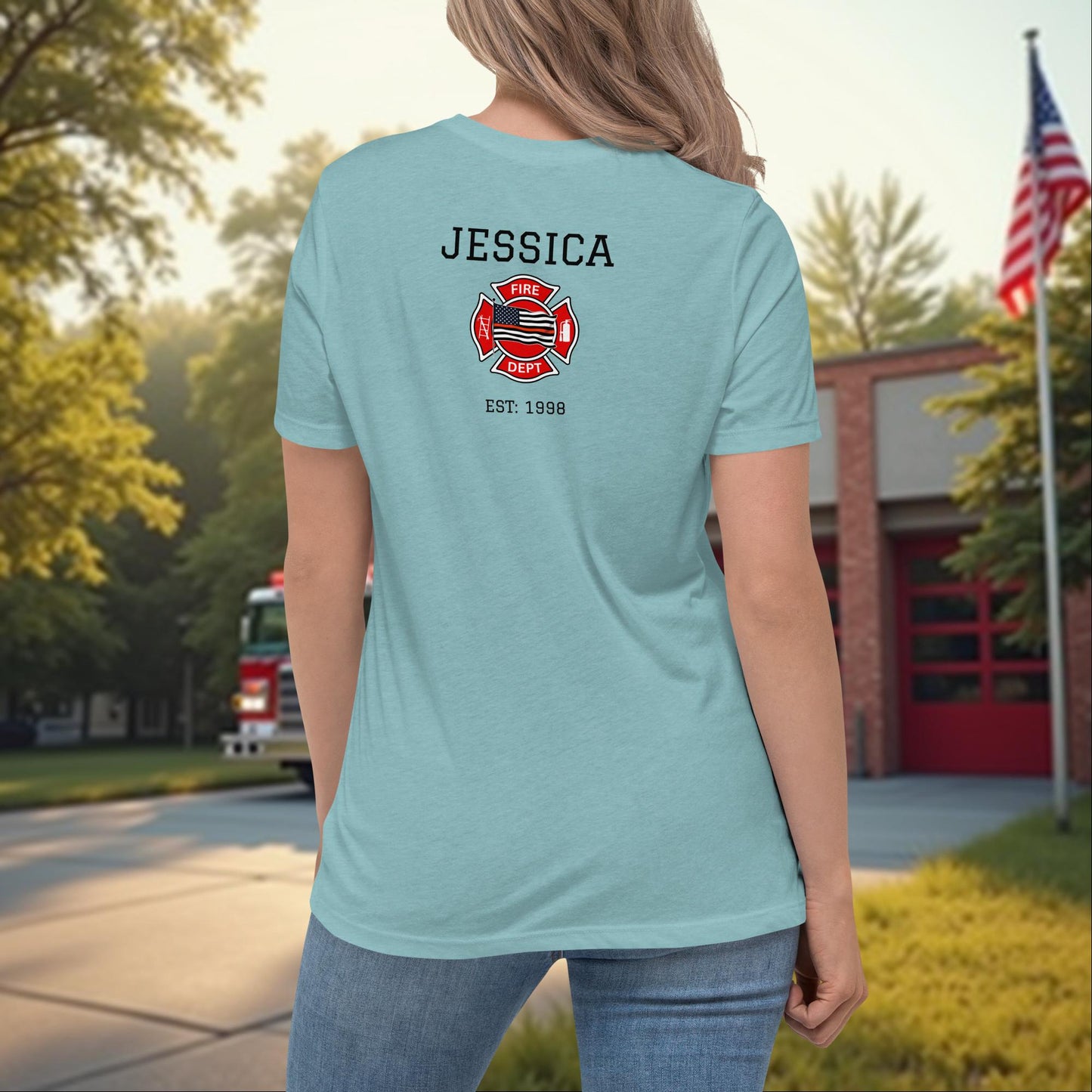 First In, Not Forgotten firefighter memorial t-shirt for women, remembrance and support awareness
