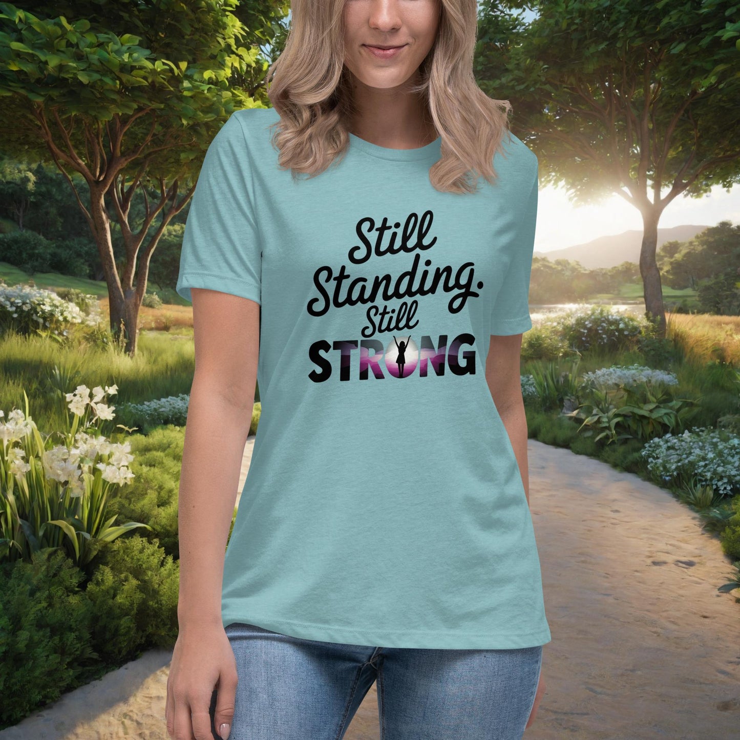 Still Standing. Still Strong women's t-shirt, personalized empowerment shirt for domestic violence survivors