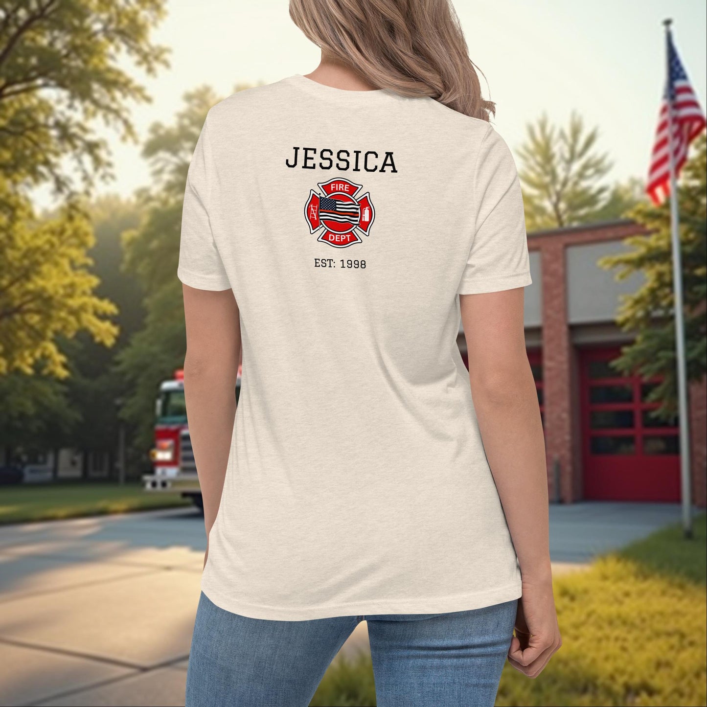 First In, Not Forgotten firefighter memorial t-shirt for women, remembrance and support awareness