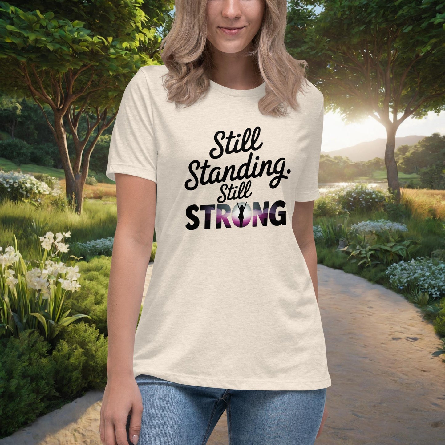 Still Standing. Still Strong women's t-shirt, personalized empowerment shirt for domestic violence survivors