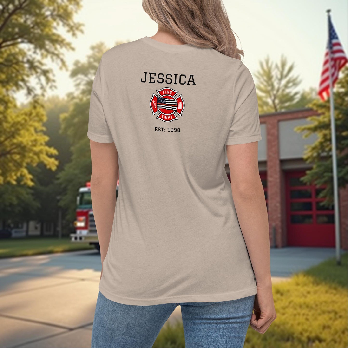 First In, Not Forgotten firefighter memorial t-shirt for women, remembrance and support awareness