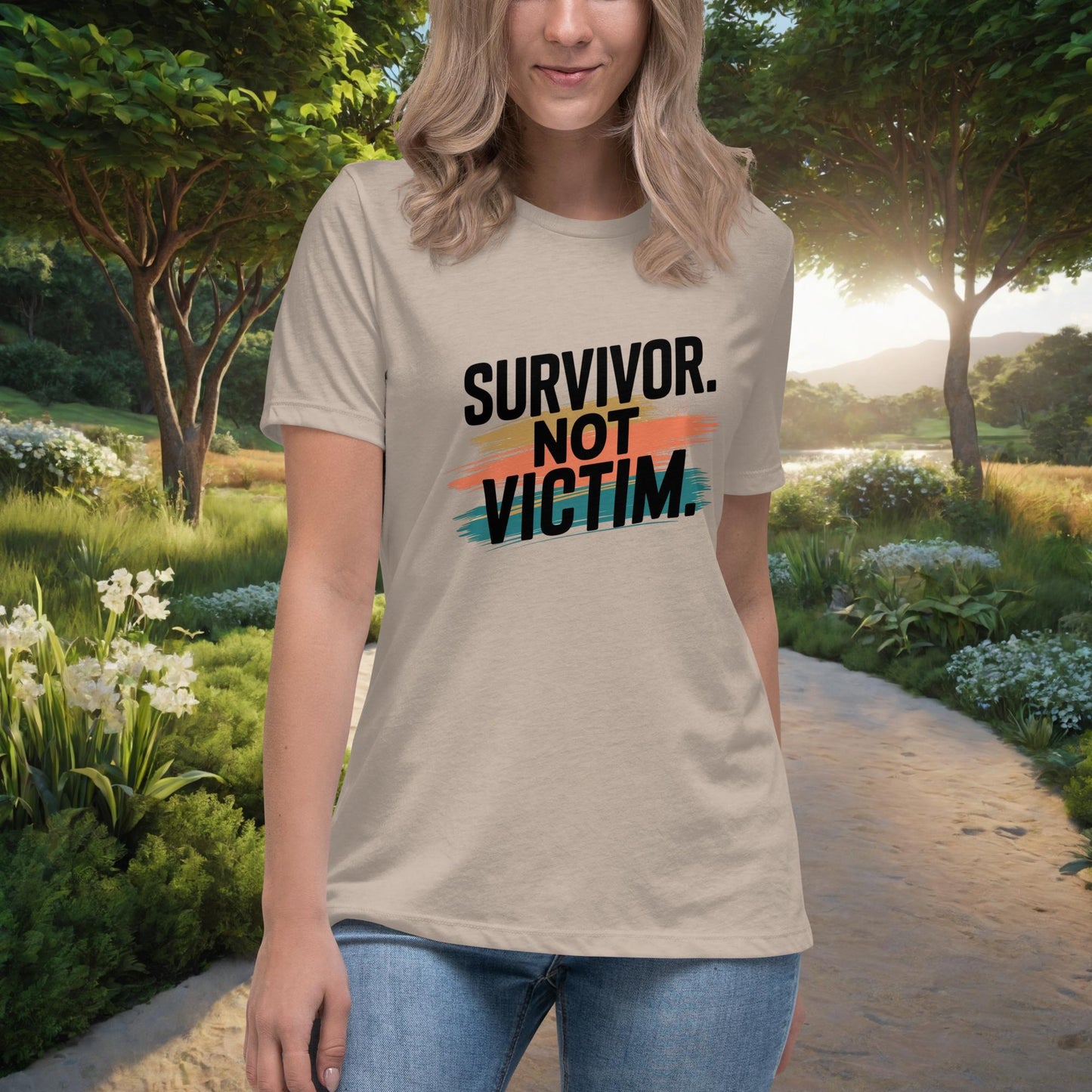 Survivor. Not Victim. women's t-shirt, personalized strength and resilience shirt for domestic violence survivors