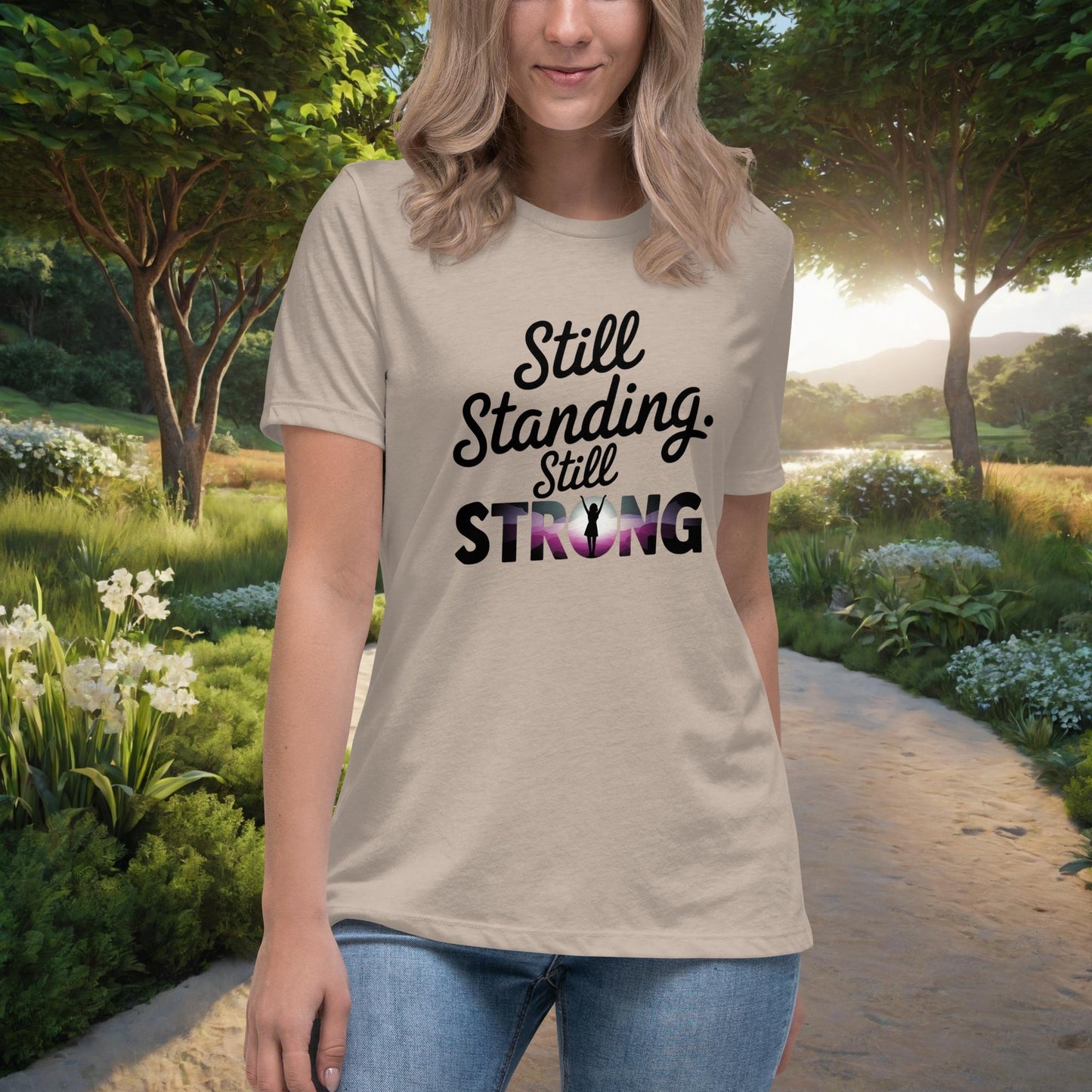 Still Standing. Still Strong women's t-shirt, personalized empowerment shirt for domestic violence survivors