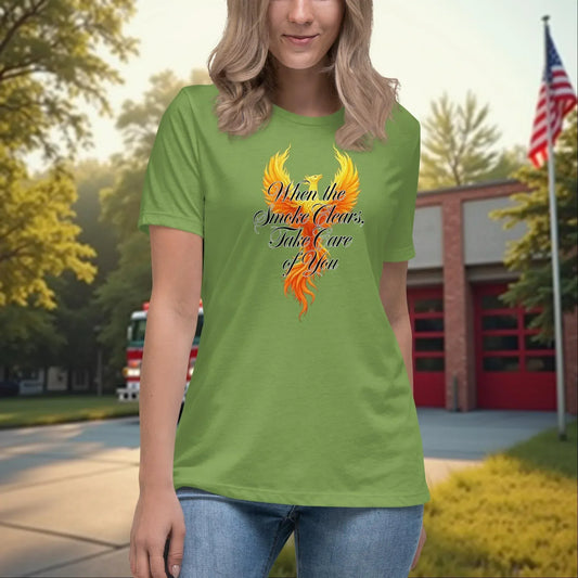 When The Smoke Clears, Take Care Of You firefighter wellness shirt for women, emotional support tee