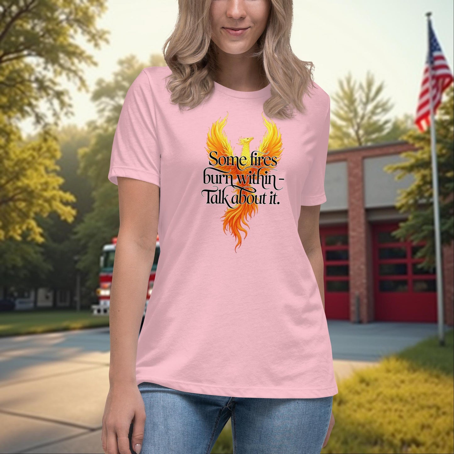 Some Fires Burn Within firefighter PTSD awareness shirt for women, emotional resilience support