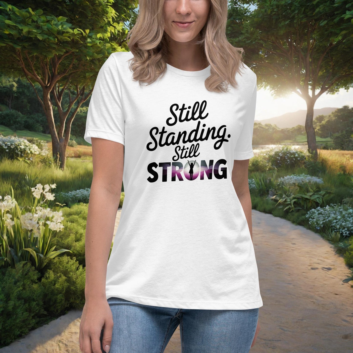 Still Standing. Still Strong women's t-shirt, personalized empowerment shirt for domestic violence survivors