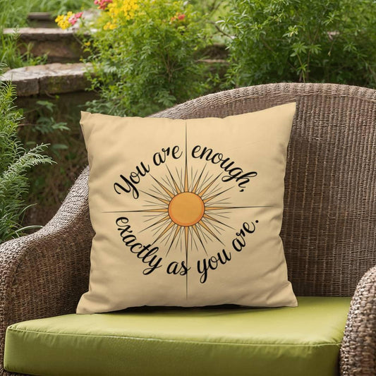 Shop our you are enough self care pillow featuring the 18" x 18" style option from MySisterIsASurvivor.
