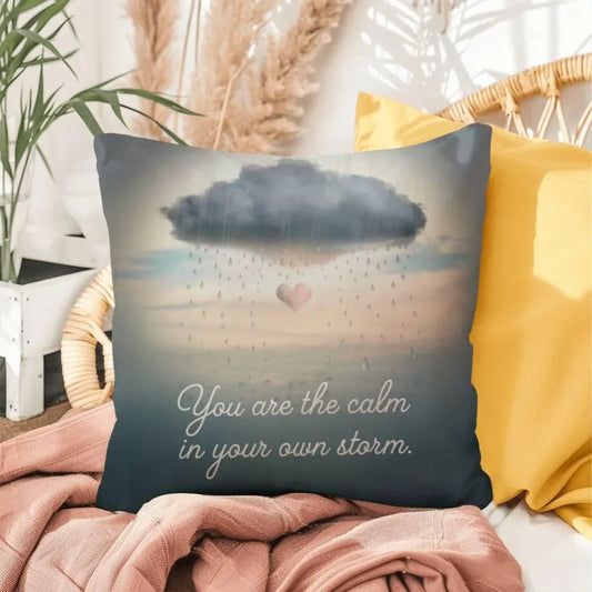 Shop our you are the calm self care pillow featuring the 18" x 18" style option from MySisterIsASurvivor.