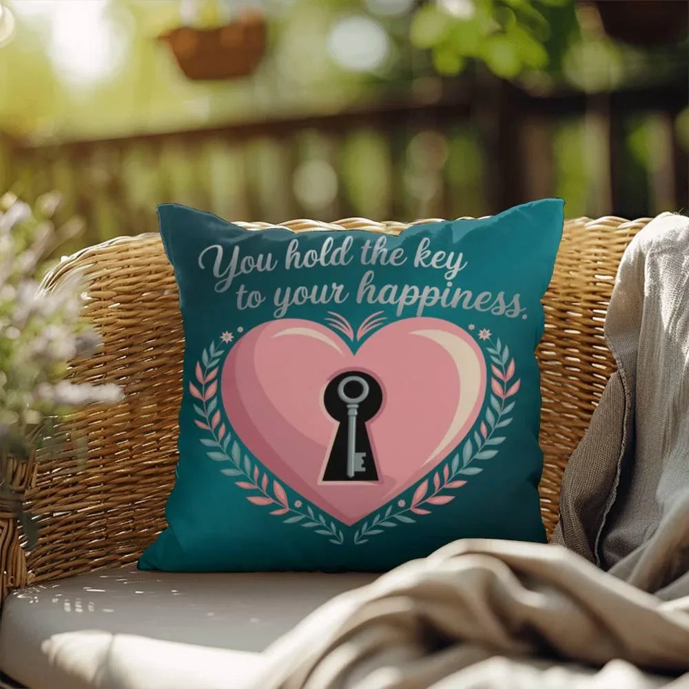 Shop our premium you hold the key to your happiness self care pillow from MySisterIsASurvivor.